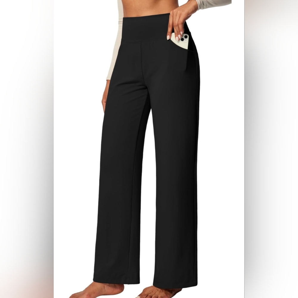 High-Waist Black Wide-Leg Pants for Women